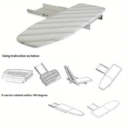 Rotatable Ironing Board Retractable Pull Out Folding Board Heat Resistant Cover - Picture 3 of 12