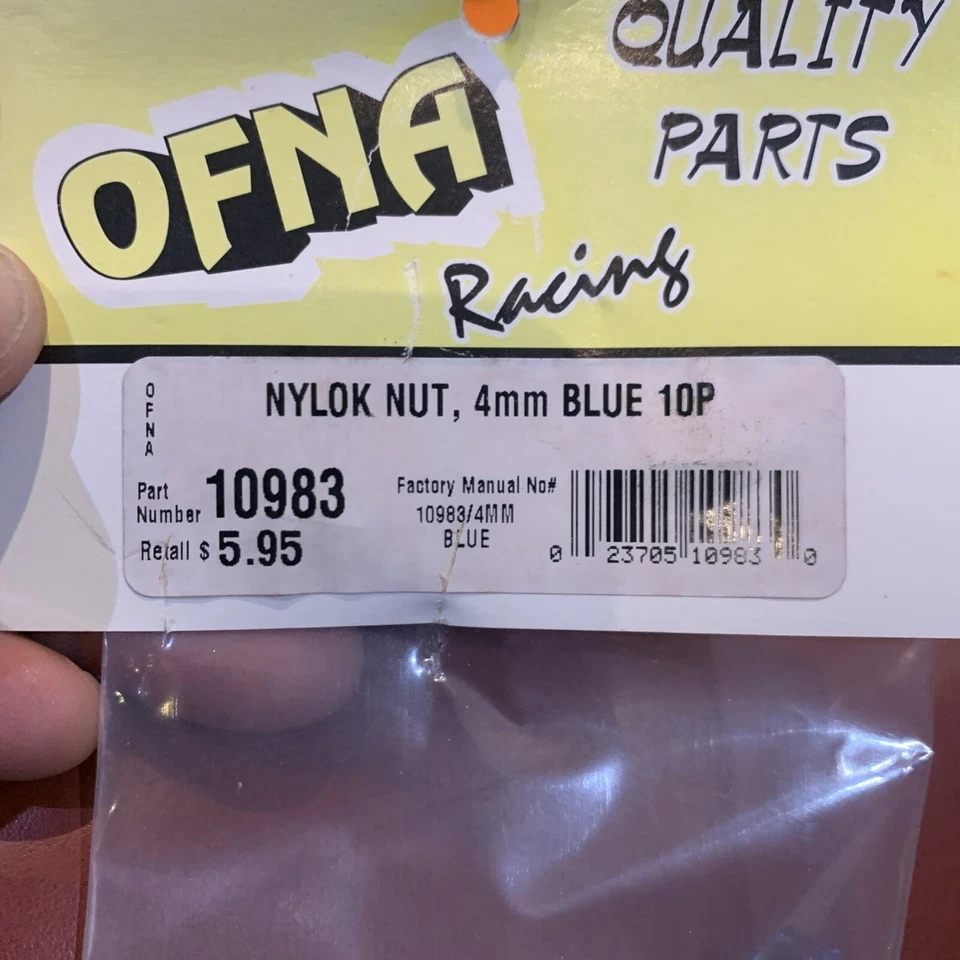 OFNA 10983  Blue nylok nut  4mm 10PCS new - Image 2 of 3