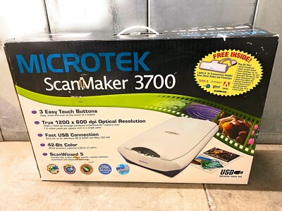 Microtek Scanmaker 3700 Flatbed Scanner MAC/PC USB 1200x600 dpi 42 Bit ...