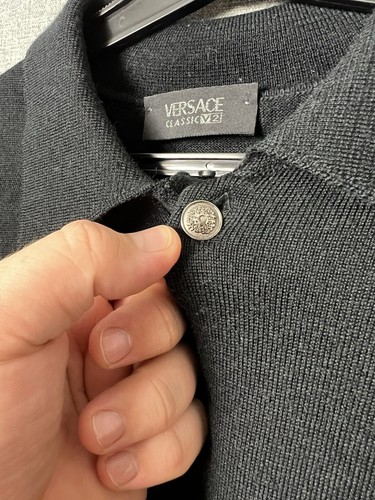 Vintage Versace Classic V2 Merino Wool Polo Long Sleeve Sweater Men's Size S - Picture 11 of 19