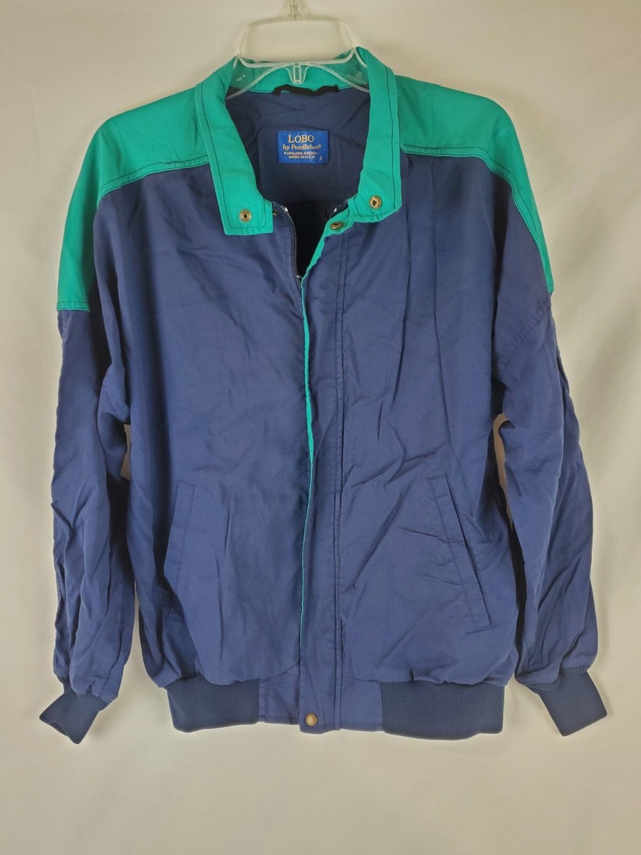 Rare VTG LOBO PENDLETON Color Block Jacket 90s SZ L Blue / Green