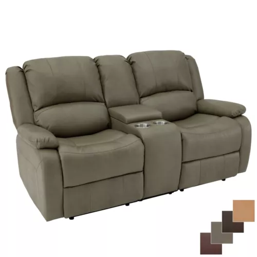 RecPro Charles 70" Putty Double RV Wall Hugger Recliner Sofa Couch With Console