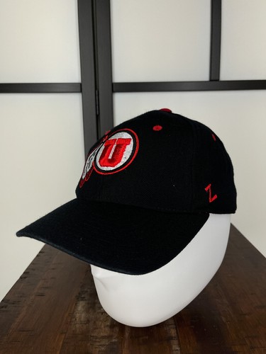 Utah Utes Hat Cap Fitted Adult 7 1/8 Black Red Wool Acrylic Blend Zephyr NCAA - Picture 4 of 12