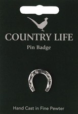 Horseshoe Silver Pewter Lapel Pin Badge