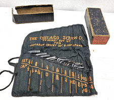 Vintage CHICAGO SCREW CO. Allen Wrench Set w/Box - From Estate