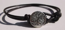 Custom Listing Leather Silver Tree of Life Button Bracelet Sundance Artisan