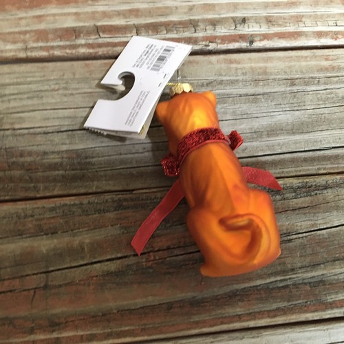 Orange Cat Blue Eyes Glass Blown Ornament With Red Bow M72 - Picture 3 of 4