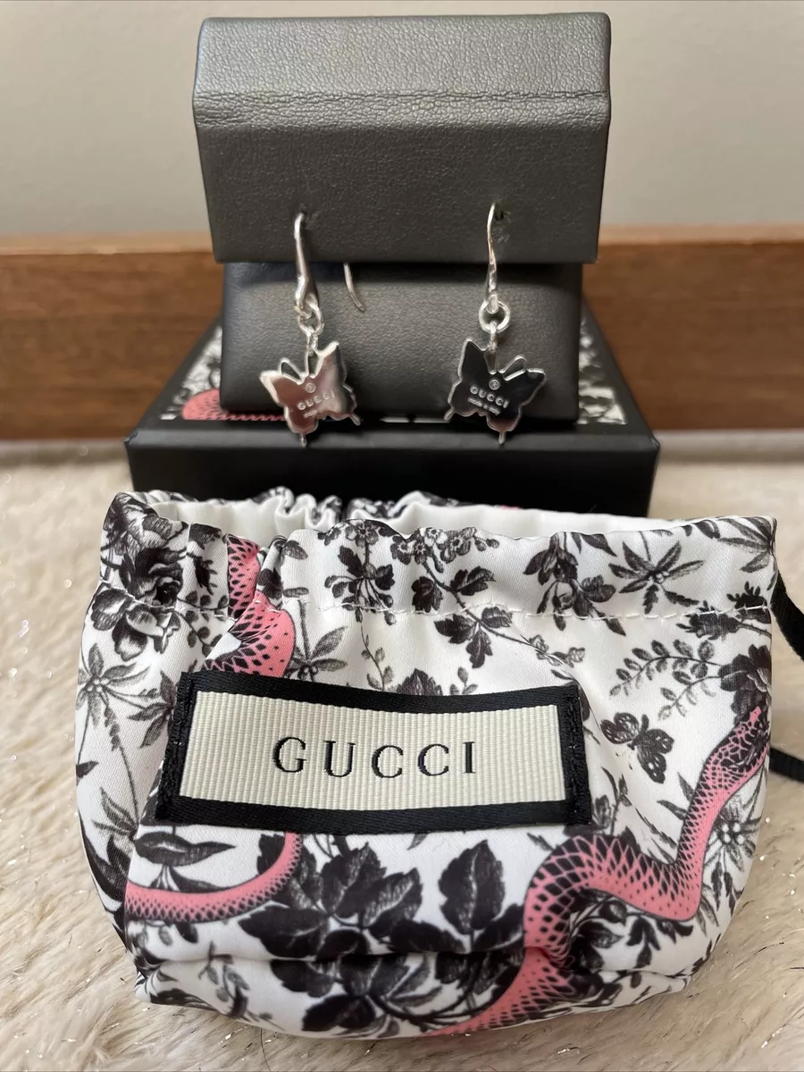 NIB Gucci Butterfly Dangle Earings in Sterling Silver