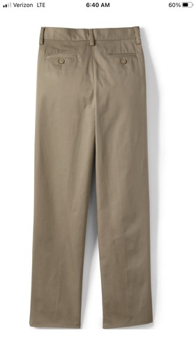 Lands' End Uniform Girls Khaki School Plain Front Chino Pants 8 - Picture 2 of 5
