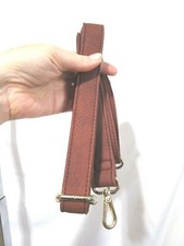 Brown Faux Leather Gold Hardware Long Replacement Shoulder Strap 50"L 1" W
