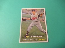1957 TOPPS RIP COLEMAN #354 ROOKIE CARD ATHLETICS HIGHER HIGH GRADE NO CREASES. rookie card picture