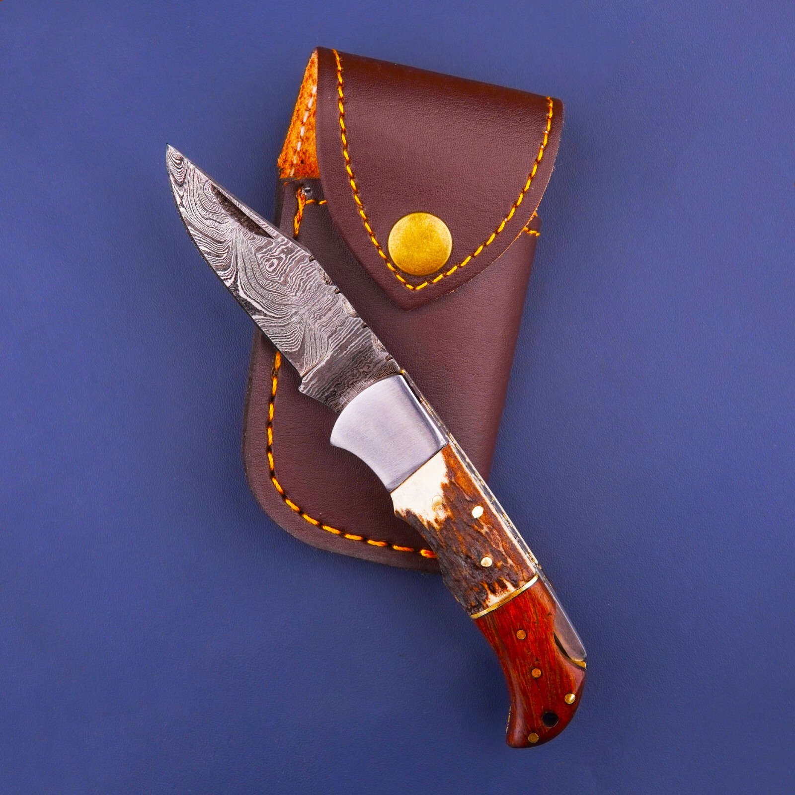 CUSTOM HANDMADE DAMASCUS STEEL POCKET FOLDING KNIFE BEST CAMPING