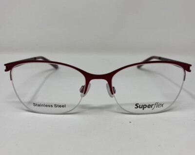 Superflex Eyeglasses Frame SF-593 M106 52-17-135 Red Half Rim AN88