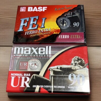 BASF FE I Ferro Extra 90 Minutes Cassette Tape & Maxell UR 90 Min LOT 2