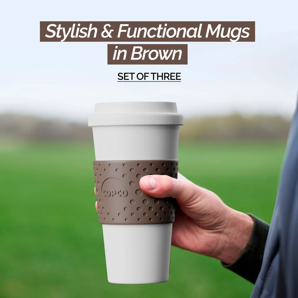 Taza Copco Eco-First Acadia reutilizable para llevar sin BPA, marrón - paquete de 3 Foto 2 de 4