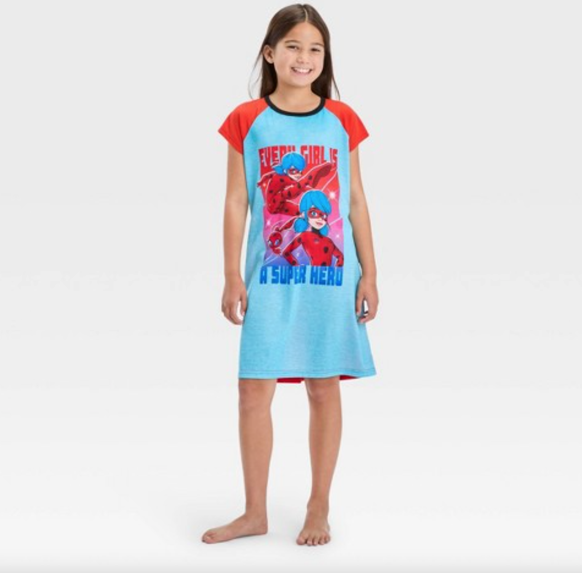 Miraculous Ladybug Nightgown Pajamas Gown Night Shirt Sleep Dress 6 6X Cat  Noir | eBay