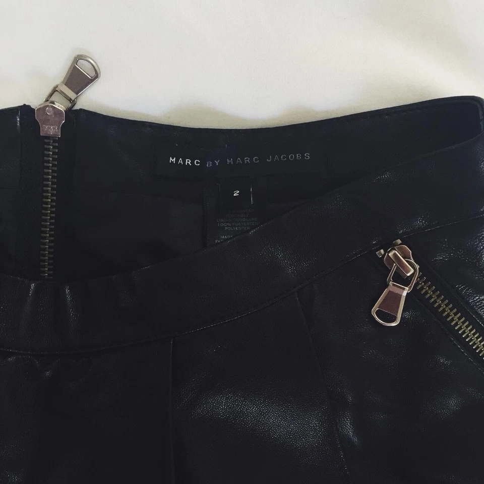 Marc by Marc Jacobs Genuine Leather Pleated Mini Skirt - Image 3 of 4