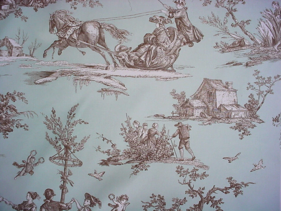 Tela de tapicería de inodoro estampada francesa 10-1/4Y GP & J Baker A2103 The Seasons Foto 3 de 4