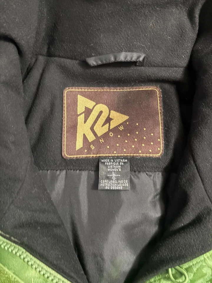 Chaqueta de snowboard para mujer K2 Snow grande verde brocado bordado vintage sin capucha Foto 3 de 4
