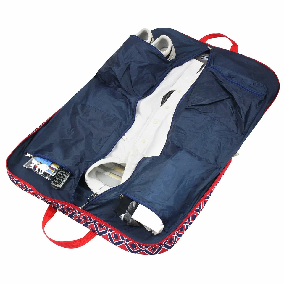 NOVA BOLSA DE VESTUÁRIO PENDURADA BAGAGEM VIAGEM ALEGRIA TERNO TOTE VERMELHO ESTAMPA LONA DANÇA - Imagem 3 de 4