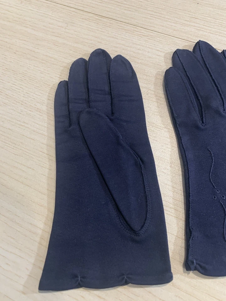 Guantes de uso diario vintage para mujer azul marino sin marca y se ajustan a 6,5" Foto 3 de 4