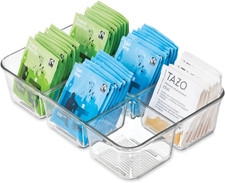 Clear Tea Bag Sugar Packet Organizer for Drawer, Cabinet, Kitchen Countertop