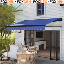 3x2.5m Electric Retractable Awning with LED Light Remote Aluminium Patio Canopy