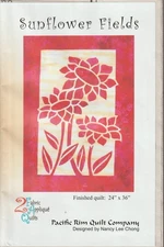 Sunflower Fields - QUILT PATTERN - 2 fabric Applique Quilts - 24" x 36"