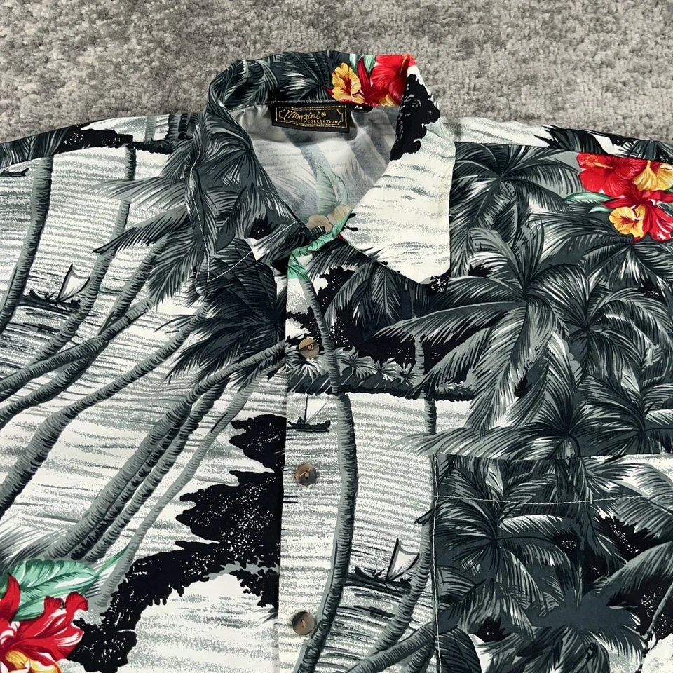 Camisa De Colección Monzini Para Hombre Mediana Hawaiana Floral Palm Beach Aloha Informal Foto 2 de 4