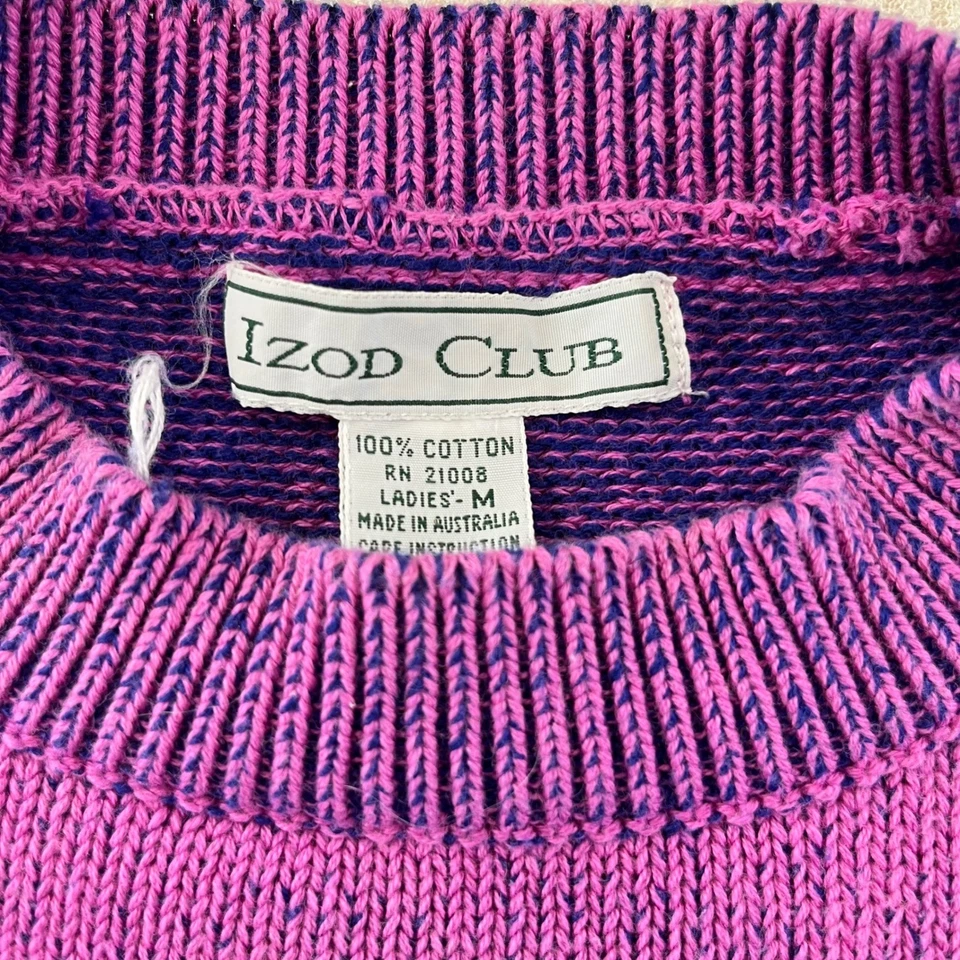 Suéter De Colección IZOD CLUB Púrpura Tejido Geométrico Para Mujer Mediano 100% Algodón Foto 2 de 4