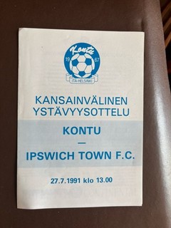 Kontu Finland V Ipswich Town Football Programme Friendly 27/7/1991