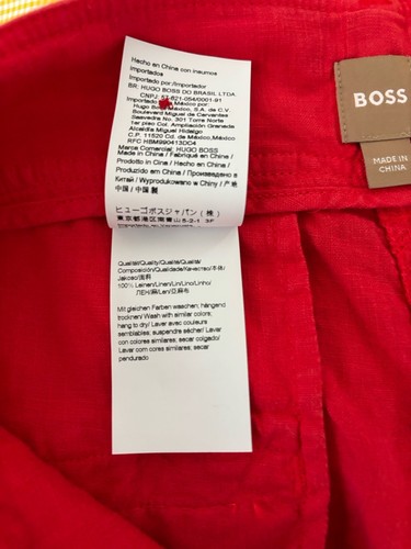 BOSS Women’s Tawela Red Linen Trouser Shorts Size US 4 NWT $168 - Picture 9 of 9