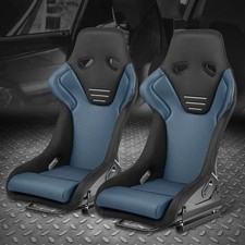 Pair Of Universal Blue Microfiber Suede Fixed Racing Bucket Seats W Sliders Pair Of Universal Blue Microfiber Suede Fixed Racing Bucket Seats W Sliders