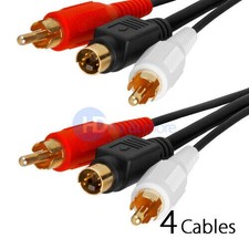 4x Audio Cable 2 RCA 75 FT Stereo Audio & S-Video Cable DVD VCR TV 75 FT