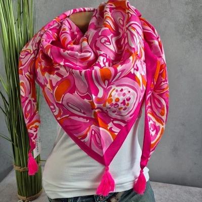 Zwillingsherz Schal Tuch Pink Weiß Töne Schultertuch Dreieckstuch (9 035) NEU