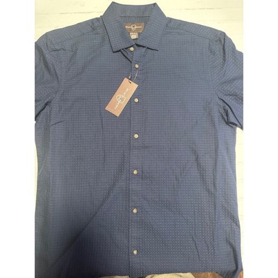Black Brown 1826 Shirt Mens Small Blue New Short Sleeve Micro