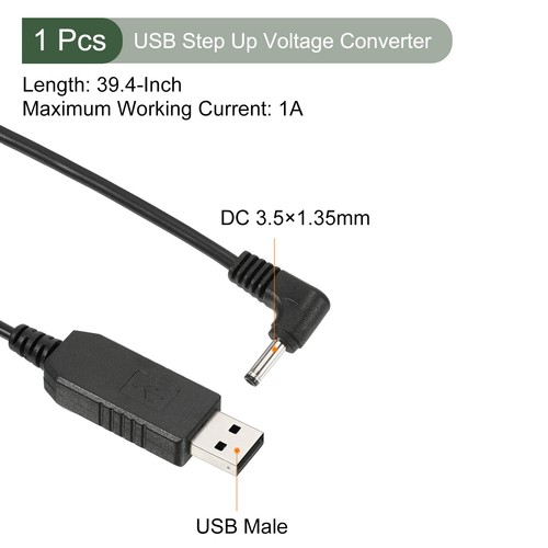 DC 5Vto12V USB Step Up Voltage Converter,Power Cable w DC Elbow Jack 3.5x1.35mm - Bild 2 von 5