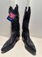 Tony Lama Black Lizard Leather 6.5 6 1/2 Women’s Pointy Toe Cowboy Boots New VTG