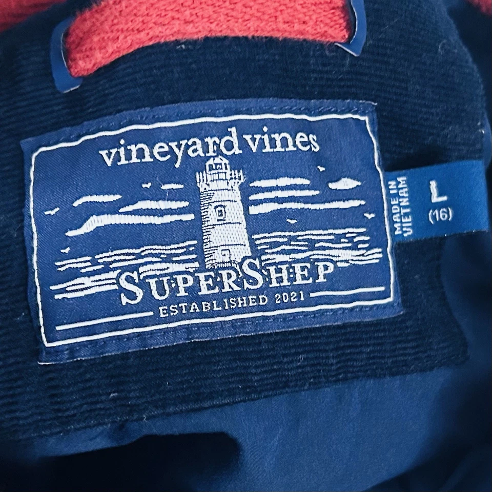 Jaqueta de lã Vineyard Vines grande (16) masculina SuperShep bege Sherpa zíper completo - Imagem 2 de 3