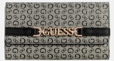 NEW GUESS Women's Black Logo Printed Faux Leather Wallet Clutch Bag