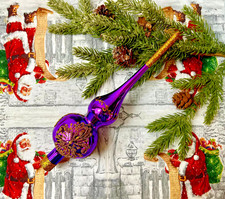 Handmade Purple Glass Christmas Tree Topper &ndash; 22 cm Elegant Finial Ornament