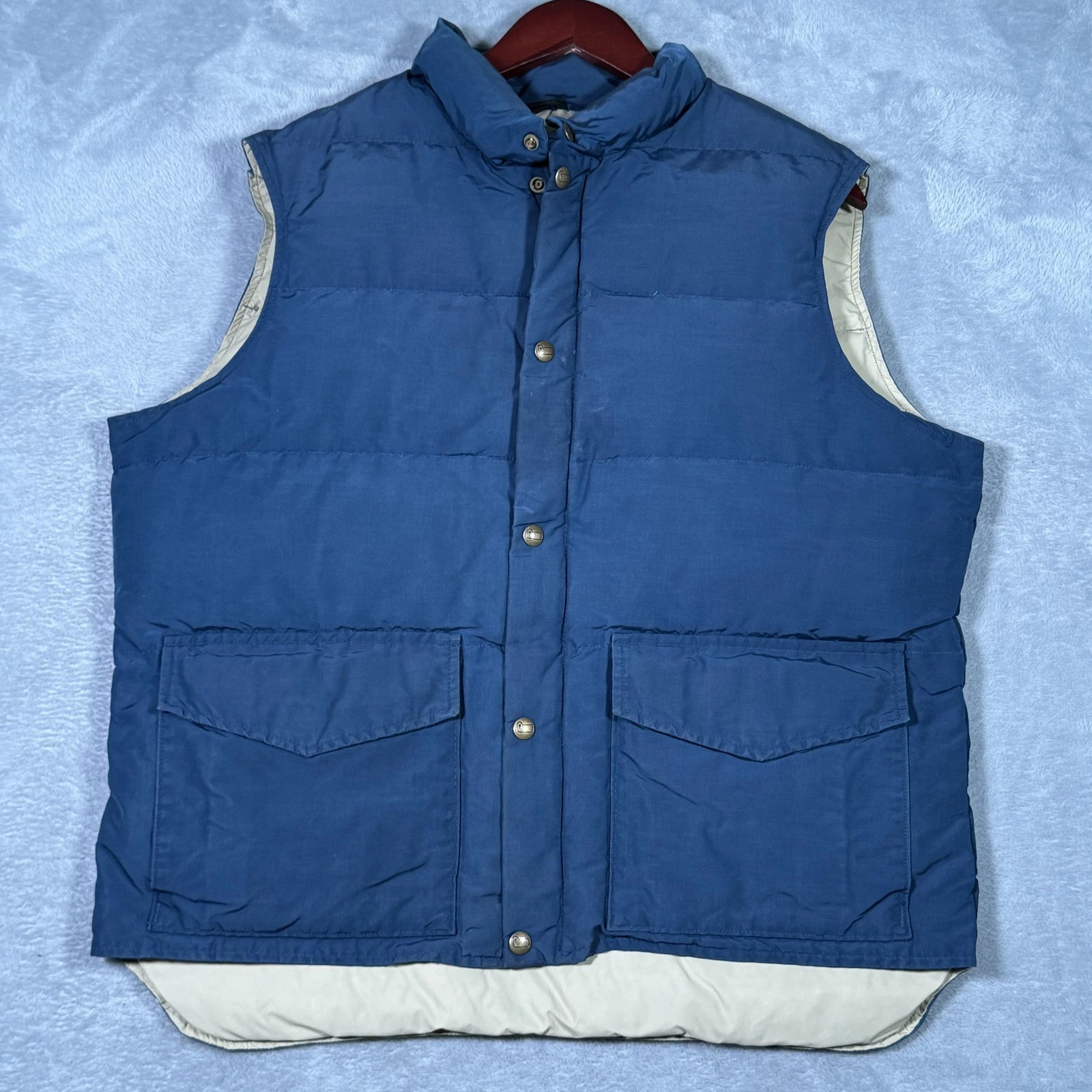 Vintage Woolrich Down Vest Mens Large Blue Puffer Made In USA 80s