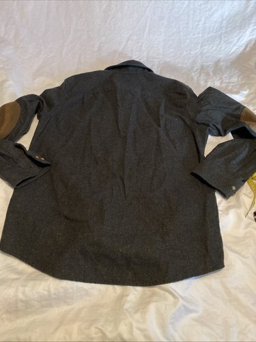 Pendleton Mens Trail Shirt Suede Elbow Patch Size M Grey 100% Virgin Wool - Picture 10 of 10