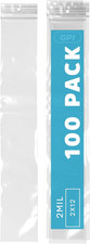 GPI 100 Pack, 2" X 12" Extra Long, CLEAR PLASTIC RECLOSABLE ZIP BAGS - 2 Mil