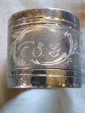 Antique Monogrammed Silverplate Napkin Ring.