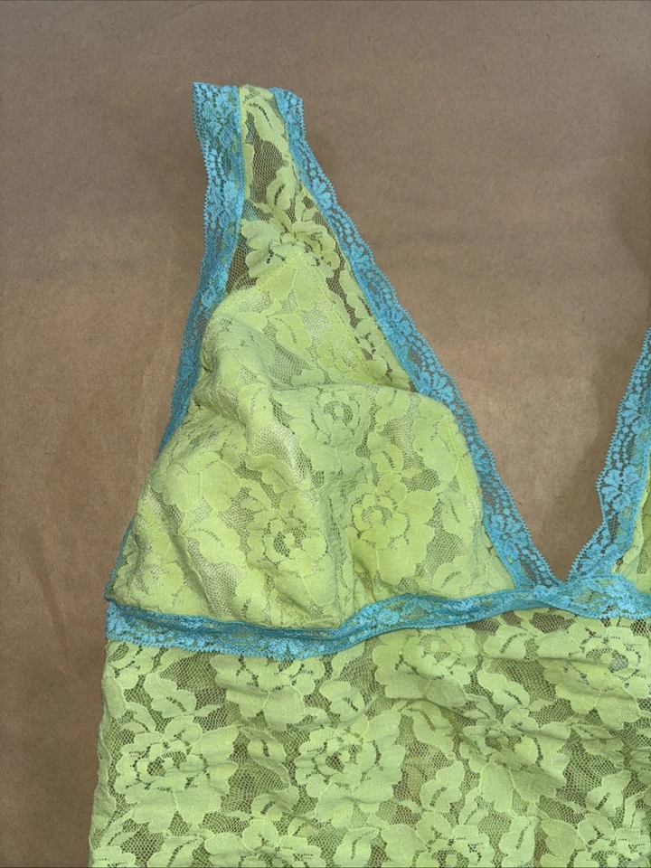 Lencería de encaje verde lima y azul talla XL Foto 2 de 4