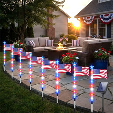 8-Piece Solar American Flag Light Set for 4th of July Garden Decor