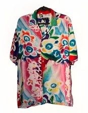 Jams World 60 Year -Circus Flower Multicolor Rayon Floral Button-Up Shirt Medium