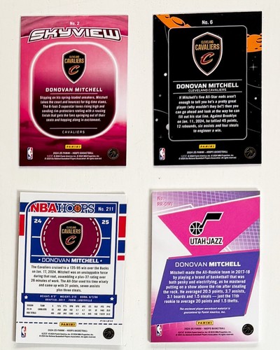 Menge 4 Donovan Mitchell 2024-25 Hoops Inserts und Parallels Cavs Uniform Patch - Bild 2 von 2
