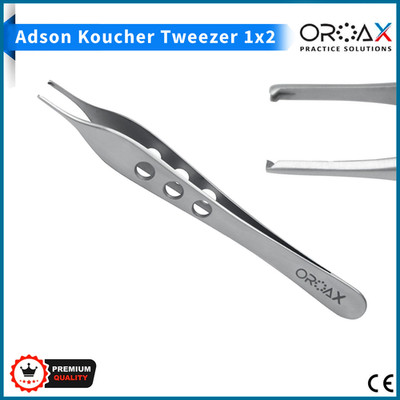 OROAX  Adson Toothed 1x2 Surgical Tweezers 12cm | Dental & Veterinary Thumb Grip